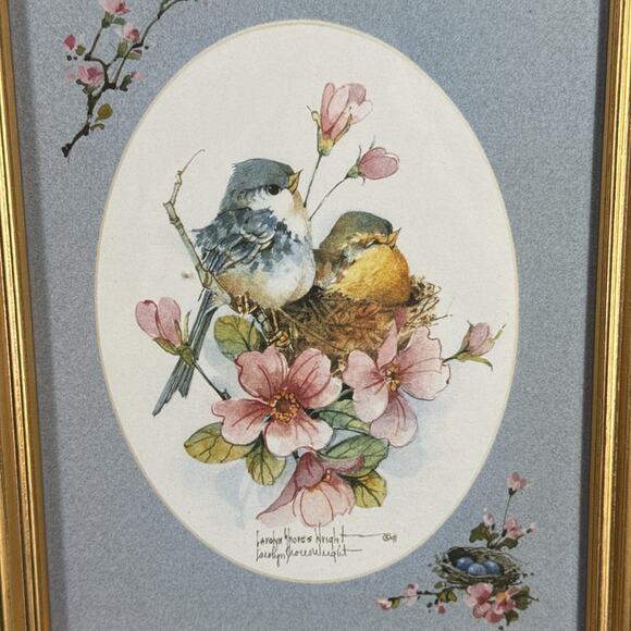 Set of 2 Carolyn Shores Wright Blue Bird Rectangle Frames Signed & Matted - Picture 4 of 14